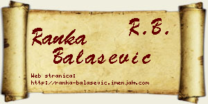 Ranka Balašević vizit kartica